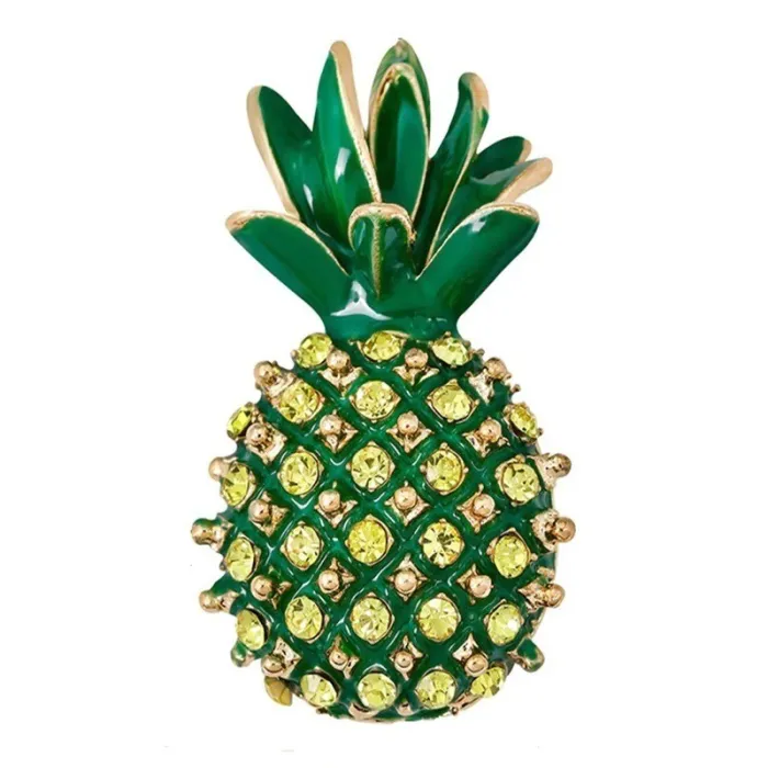 Elegante broche met groene kristalananasBroches