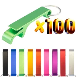 Aluminium blik-/flesopener - met sleutelhanger - gratis gravure op maat - 100 stuksBar producten