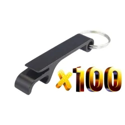 Aluminium blik-/flesopener - met sleutelhanger - gratis gravure op maat - 100 stuksBar producten