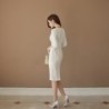 Warme elegante jurk - met kanten mouwen - witJurken