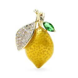 Trendy brooch with yellow lemon / crystalsBrooches