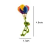 Modieuze broche met groene kikker / kleurrijke ballonnenBroches