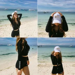Vintage sexy badpak - top met lange mouwen / shorts - tweedeligBadkleding