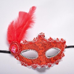 Sexy Venetian lace eye mask - with feathers / crystalMasks