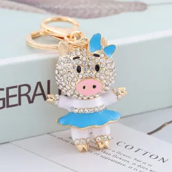 Piggy in minirok - kristal - sleutelhangerSleutelhangers
