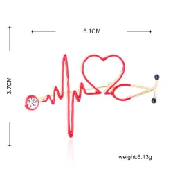 Medische broche - elektrocardiogram / stethoscoop / hart - met kristalBroches