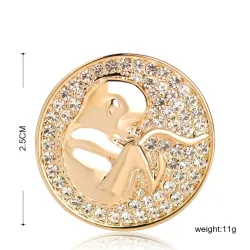 Round midwife's brooch - with crystals - coin shaped - unborn babyBrooches