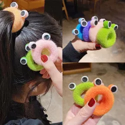 Pluche elastische haarband - met kikkerogenHaar