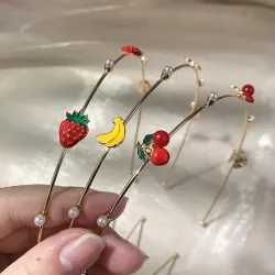 Metalen hoepel haarband - met fruit / parelsHaarspelden
