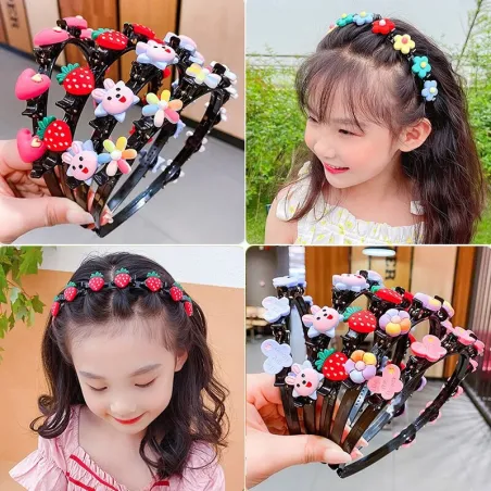 Kleurrijke hoofdband - met te openen decoratieve bloemen / fruit / tekenfilmdierenHaarspelden