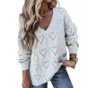 Classic loose sweater - crochet - hollow out heartsHoodies & Jumpers