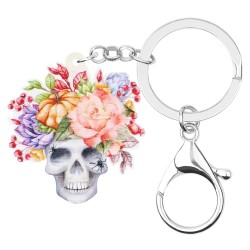 Halloween schedel met bloemen - sleutelhangerSleutelhangers