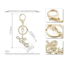 Gouden sleutelhanger - Crystal LOVE-lettersSleutelhangers
