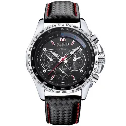 Modieus herenhorloge - Quartz - waterdicht - leren bandHorloges