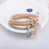 Elegante driedelige armband - met kristallen hartjes - zilver - goud - roségoudArmbanden