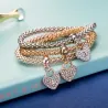 Elegante driedelige armband - met kristallen hartjes - zilver - goud - roségoudArmbanden