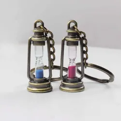 Metalen lamp - zandloper - sleutelhangerSleutelhangers