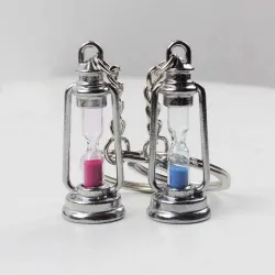 Metalen lamp - zandloper - sleutelhangerSleutelhangers
