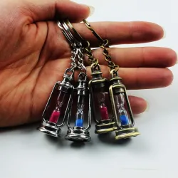 Metalen lamp - zandloper - sleutelhangerSleutelhangers