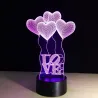 3D acrylaat lamp - touch panel - afstandsbediening - LOVE / hartjesVerlichting