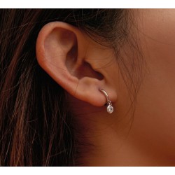 Elegant round earrings - with zirconia - 925 sterling silverEarrings