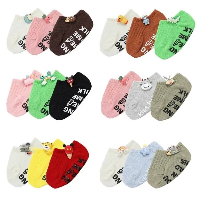 Katoenen babysokjes - antislip - bedrukte letters - cartoondecoratieKleding