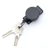 Metalen uitschuifbare sleutelhanger - clip - badgehouder - met staaldraadSleutelhangers