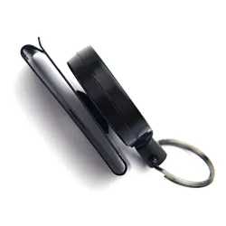 Metalen uitschuifbare sleutelhanger - clip - badgehouder - met staaldraadSleutelhangers