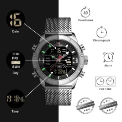 NAVIFORCE - luxe sporthorloge - quartz - digitaal - analoog dubbel display - waterdichtHorloges