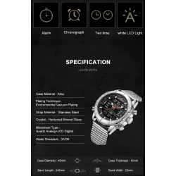 NAVIFORCE - luxe sporthorloge - quartz - digitaal - analoog dubbel display - waterdichtHorloges