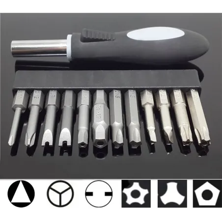 Schroevendraaierset - S2 staal - 1/4 zeskant - magnetische handgreep - bits - U-type - Y-type - ster - driehoekBits & boren