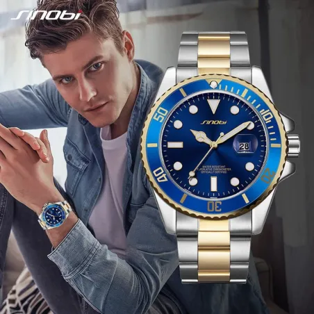 SINOBI - klassiek sport quartz horloge - lichtgevende wijzerplaat - roestvrij staalHorloges