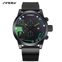 SINOBI - modieus quartz horloge - siliconen band - metaaldraadHorloges