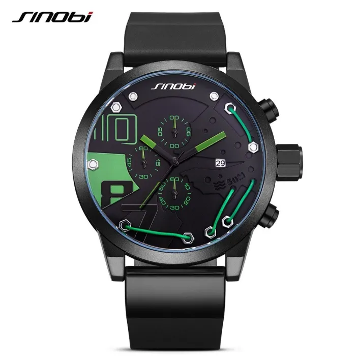 SINOBI - modieus quartz horloge - siliconen band - metaaldraadHorloges