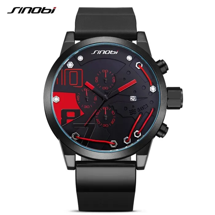SINOBI - modieus quartz horloge - siliconen band - metaaldraadHorloges