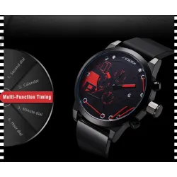 SINOBI - modieus quartz horloge - siliconen band - metaaldraadHorloges