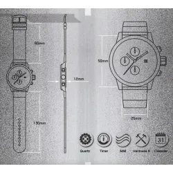 SINOBI - modieus quartz horloge - siliconen band - metaaldraadHorloges