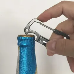 Multifunctioneel minimes - met flesopener / karabijnhaak - roestvrij staalMultitool & Zakmes