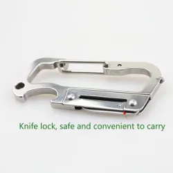 Multifunctioneel minimes - met flesopener / karabijnhaak - roestvrij staalMultitool & Zakmes