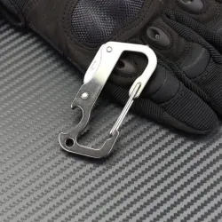 Multifunction mini knife - with bottle opener / carabiner - stainless steelKnives & Multitools