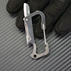 Multifunction mini knife - with bottle opener / carabiner - stainless steelKnives & Multitools