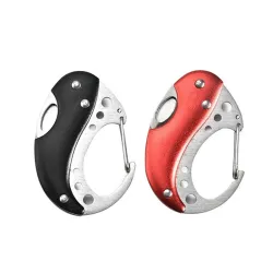 Multifunctioneel minimes - met karabijnhaak - opvouwbaar - roestvrij staalMultitool & Zakmes