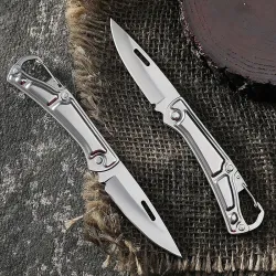 Mini opvouwbaar mes - met karabijnhaak - roestvrij staalMultitool & Zakmes