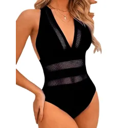 Sexy badpak uit één stuk - met push up - netdecoratieBadkleding