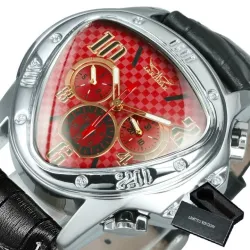 Jaragar - luxe automatisch sporthorloge - geometrische driehoekige wijzerplaat - echt leren bandHorloges