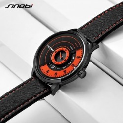 SINOBI - creatief stijlvol quartz horloge - leren bandHorloges
