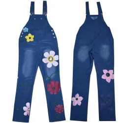 Summer long jumpsuit - jeans romper - flowers printedJumpsuits