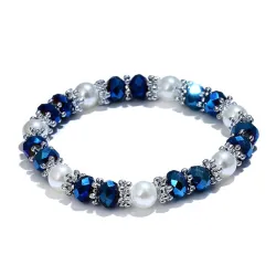 Stijlvolle armband - met kleurrijke strass-steentjes/parelsArmbanden