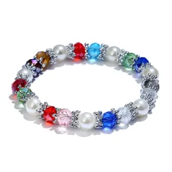 Stijlvolle armband - met kleurrijke strass-steentjes/parelsArmbanden