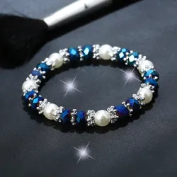 Stijlvolle armband - met kleurrijke strass-steentjes/parelsArmbanden
